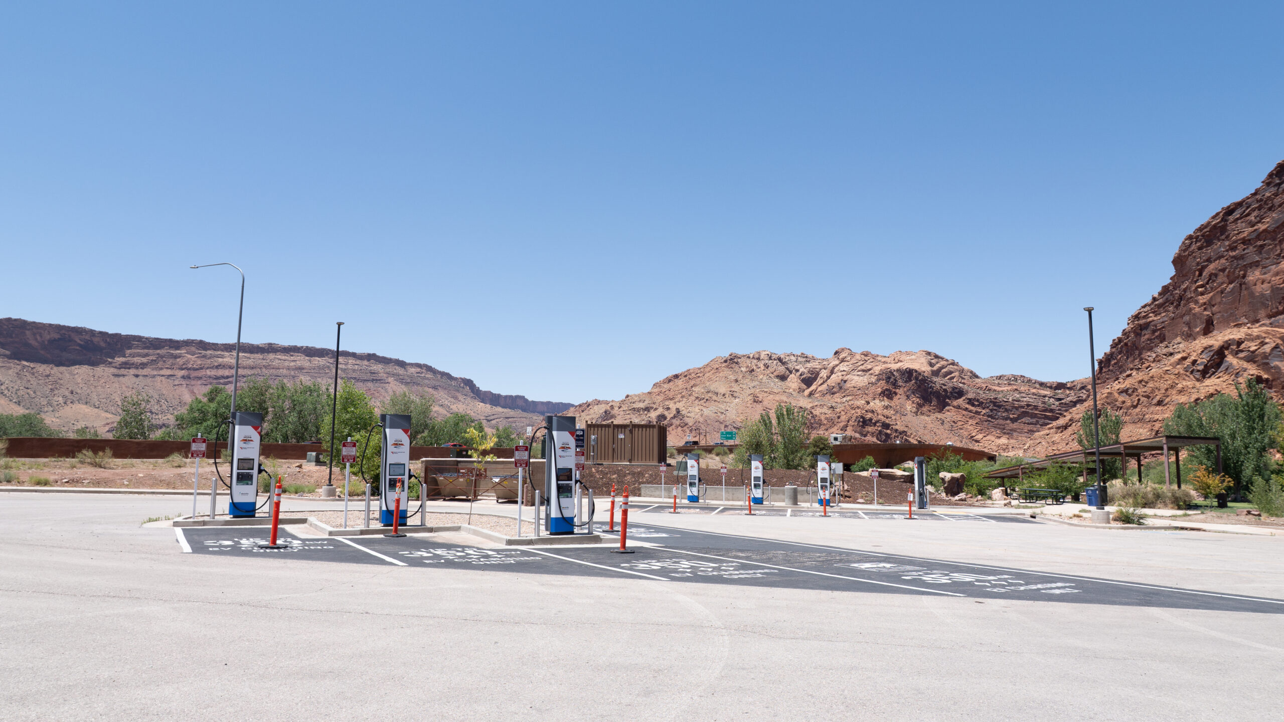 Public EV charging plaza in Moab, Utah